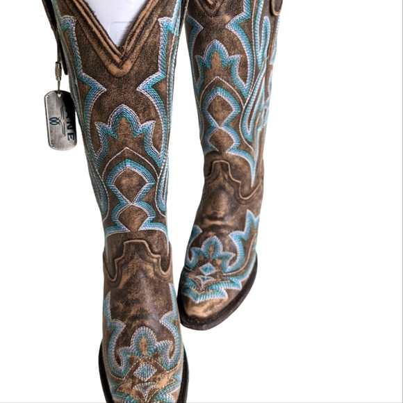 New...LANE Cowboy Brown Saratoga Boots...Size 5 - Picture 3 of 12